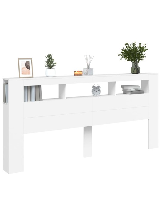 LED galvūgalis, baltas, 220x18,5x103,5cm, apdirbta mediena