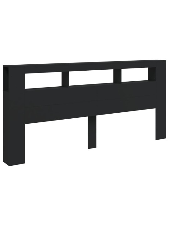 LED galvūgalis, juodas, 220x18,5x103,5cm, apdirbta mediena