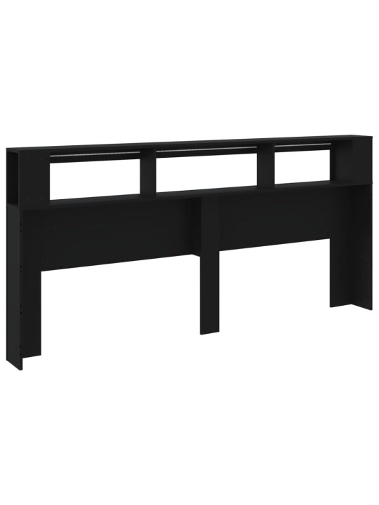 LED galvūgalis, juodas, 220x18,5x103,5cm, apdirbta mediena