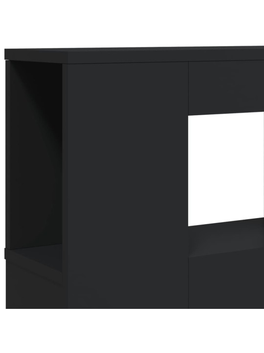 LED galvūgalis, juodas, 220x18,5x103,5cm, apdirbta mediena
