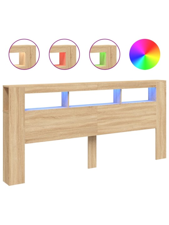 LED galvūgalis, ąžuolo, 220x18,5x103,5cm, apdirbta mediena