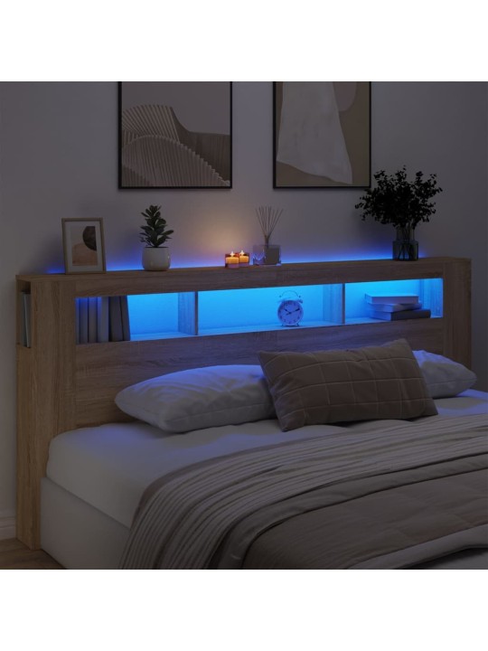 LED galvūgalis, ąžuolo, 220x18,5x103,5cm, apdirbta mediena