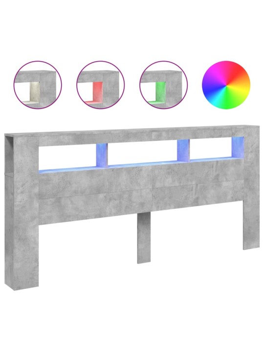 LED galvūgalis, betono, 220x18,5x103,5cm, apdirbta mediena