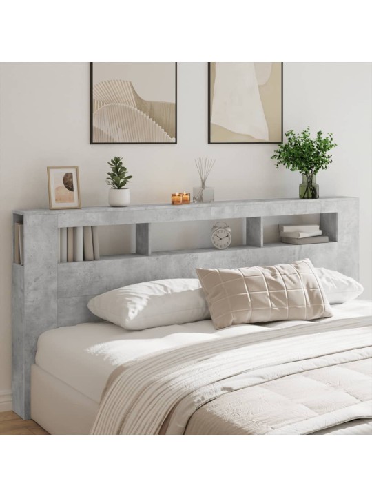 LED galvūgalis, betono, 220x18,5x103,5cm, apdirbta mediena