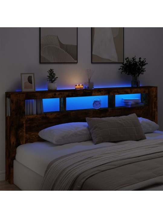 LED galvūgalis, dūminio ąžuolo, 220x18,5x103,5cm, mediena