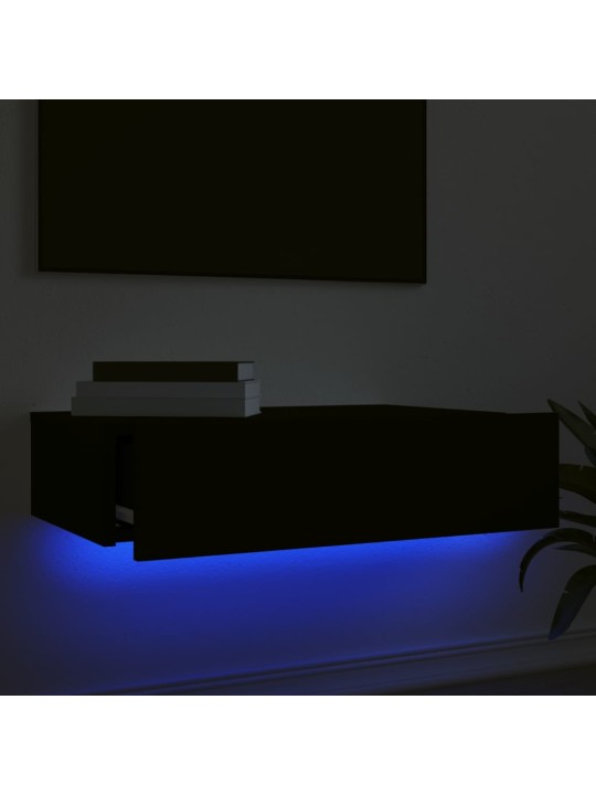Televizoriaus spintelė su LED lemputėmis, juoda, 60x35x15,5cm