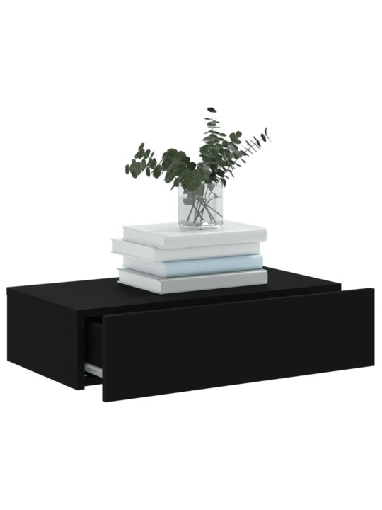 Televizoriaus spintelė su LED lemputėmis, juoda, 60x35x15,5cm
