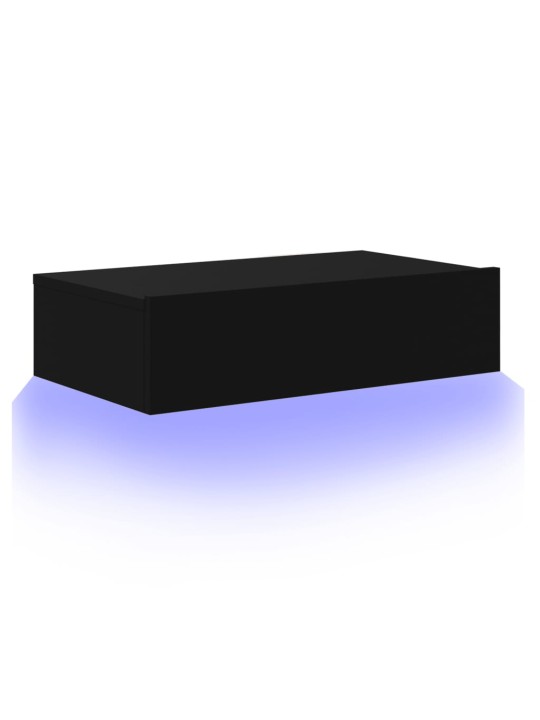 Televizoriaus spintelė su LED lemputėmis, juoda, 60x35x15,5cm