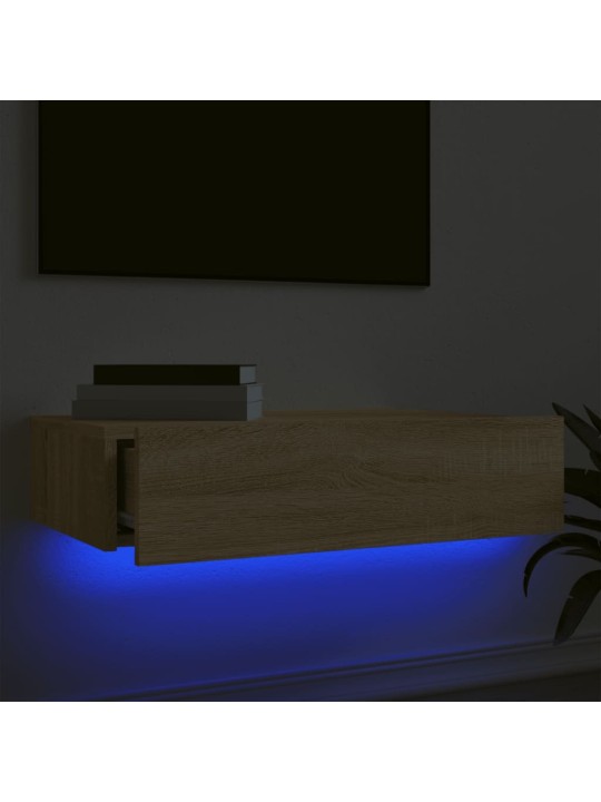 Televizoriaus spintelė su LED lemputėmis, ąžuolo, 60x35x15,5cm