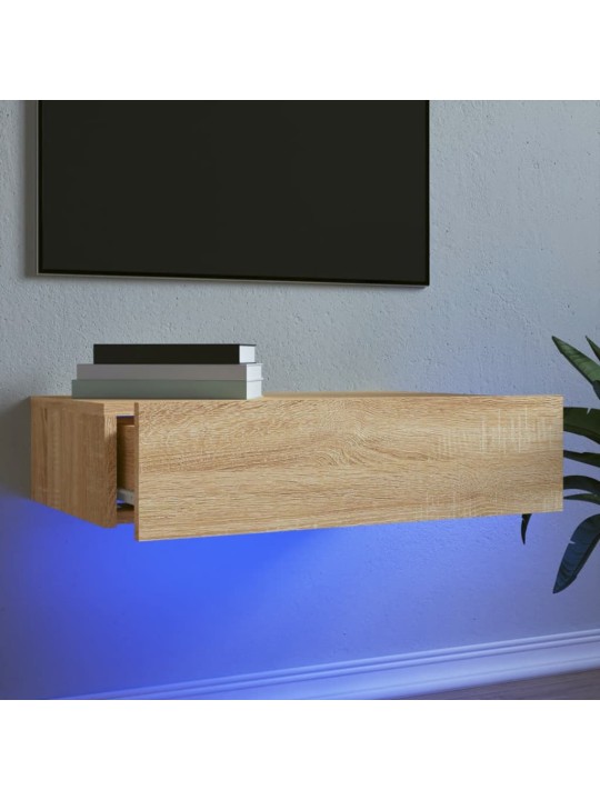 Televizoriaus spintelė su LED lemputėmis, ąžuolo, 60x35x15,5cm