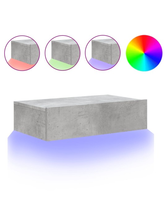 Televizoriaus spintelė su LED lemputėmis, betono, 60x35x15,5cm