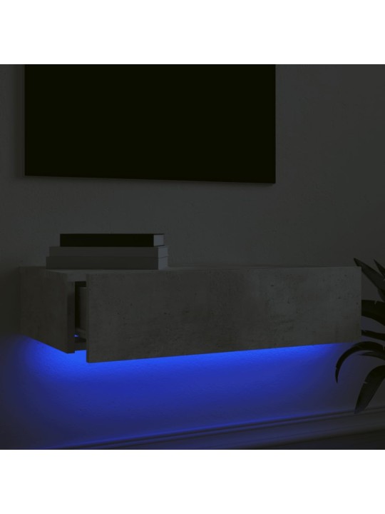 Televizoriaus spintelė su LED lemputėmis, betono, 60x35x15,5cm