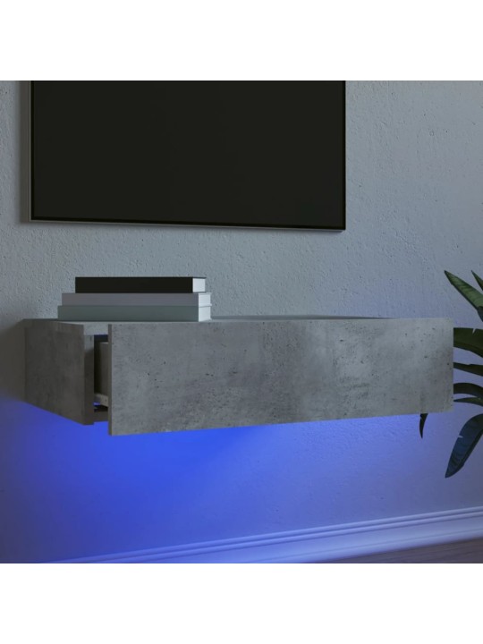 Televizoriaus spintelė su LED lemputėmis, betono, 60x35x15,5cm