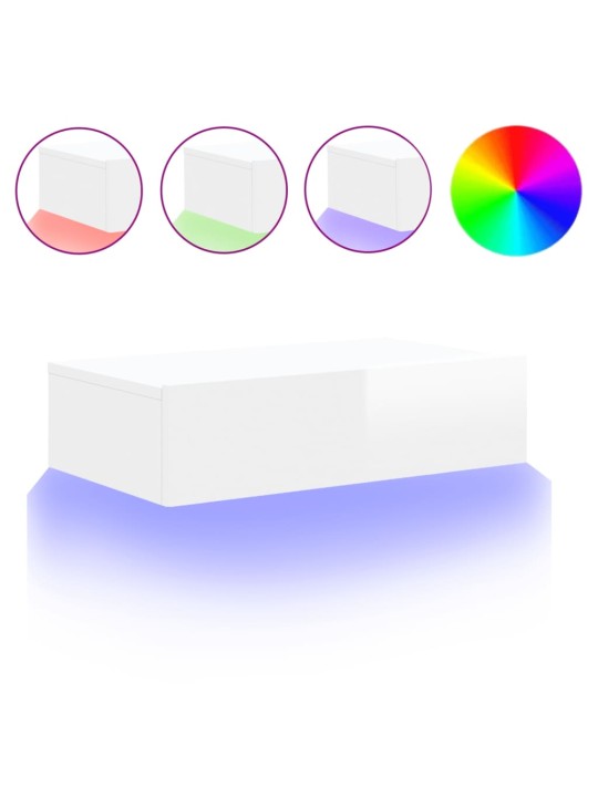 Televizoriaus spintelė su LED lemputėmis, balta, 60x35x15,5cm
