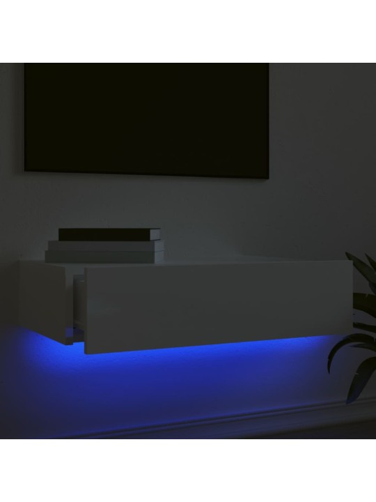 Televizoriaus spintelė su LED lemputėmis, balta, 60x35x15,5cm