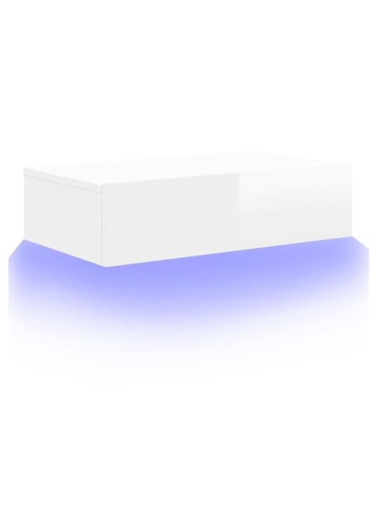 Televizoriaus spintelė su LED lemputėmis, balta, 60x35x15,5cm