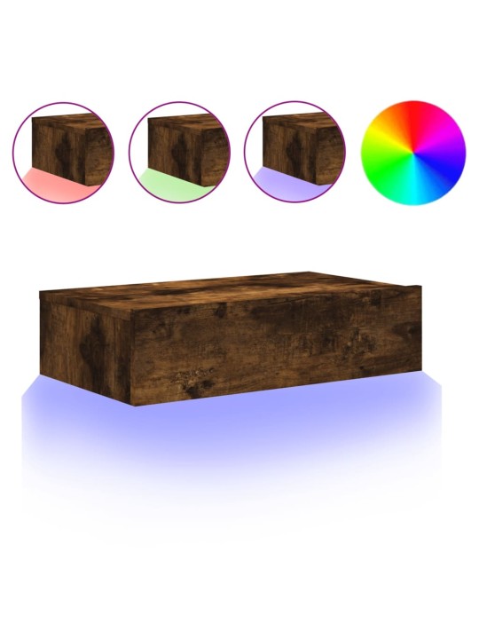 Televizoriaus spintelė su LED lemputėmis, dūminė, 60x35x15,5cm