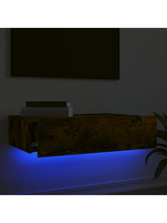 Televizoriaus spintelė su LED lemputėmis, dūminė, 60x35x15,5cm