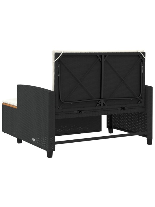 Dvivietė sodo sofa su pagalvėlėmis, juoda, poliratanas/akacija