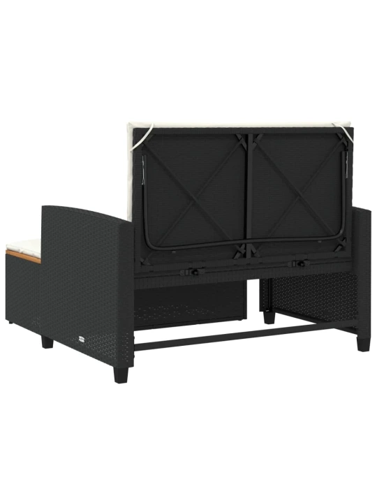 Dvivietė sodo sofa su pagalvėlėmis, juoda, poliratanas/akacija