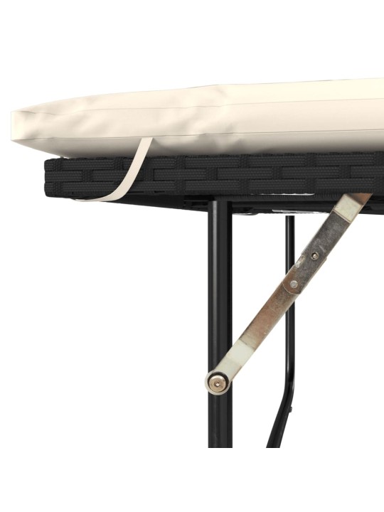 Dvivietė sodo sofa su pagalvėlėmis, juoda, poliratanas/akacija