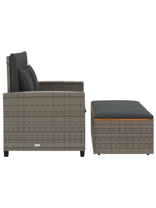 Dvivietė sodo sofa su pagalvėlėmis, pilkas, poliratanas/akacija