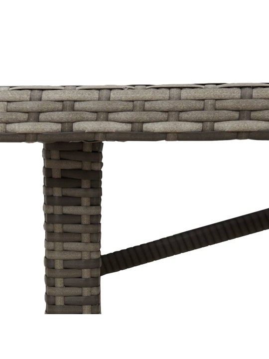 Stalas su stikliniu stalviršiu, pilkas, 190x80x74cm, PE ratanas