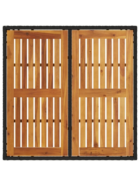 Stalas su akacijos stalviršiu, juodas, 90x90x75cm, poliratanas