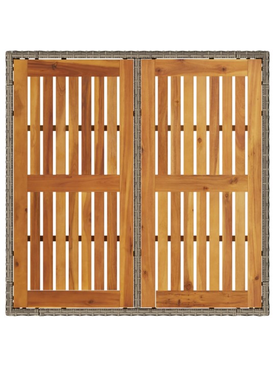 Stalas su akacijos stalviršiu, pilkas, 90x90x75cm, poliratanas