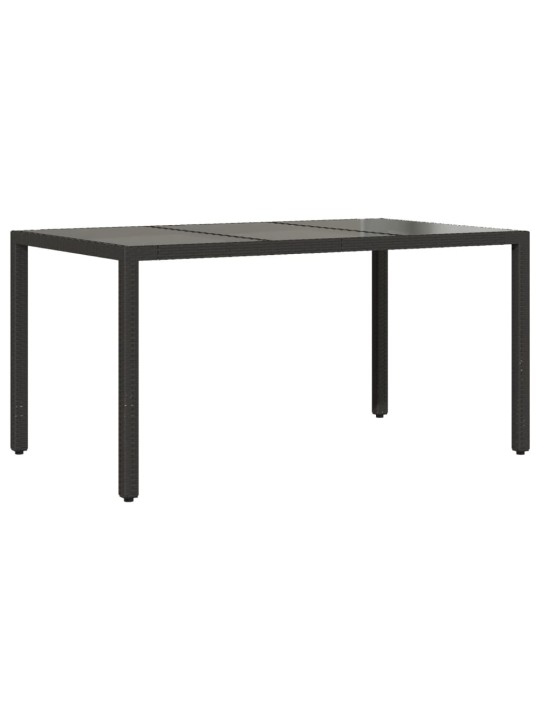 Stalas su stikliniu stalviršiu, juodas, 150x90x75cm, ratanas