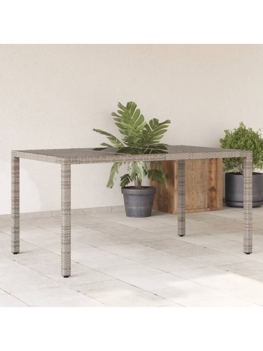 Stalas su stikliniu stalviršiu, pilkas, 150x90x75cm, ratanas