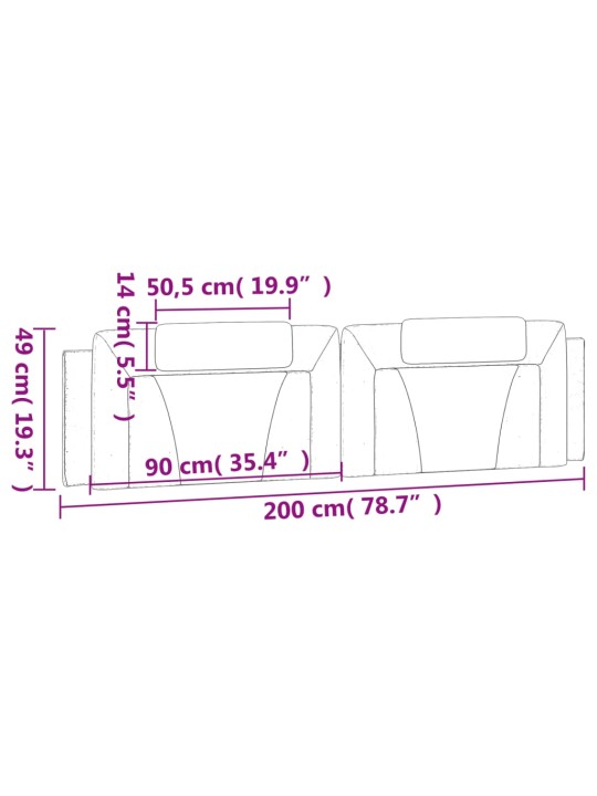 Galvūgalio pagalvėlė, kapučino spalvos, 200cm, dirbtinė oda