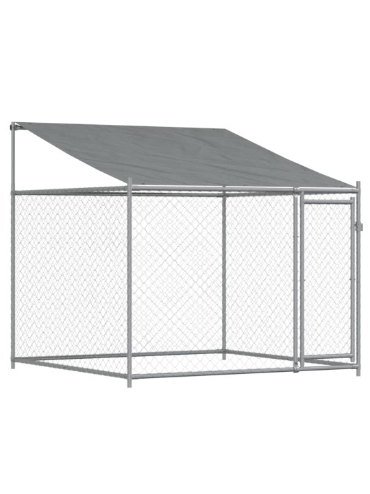 Narvas šunims su stogu ir durimis, pilkas, 8x2x2m, plienas