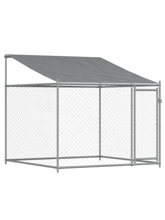 Narvas šunims su stogu ir durimis, pilkas, 10x2x2m, plienas