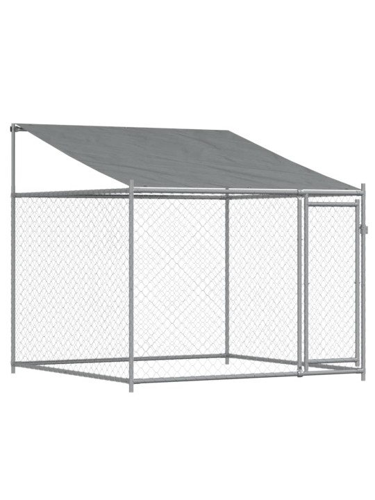 Narvas šunims su stogu ir durimis, pilkas, 8x2x2m, plienas