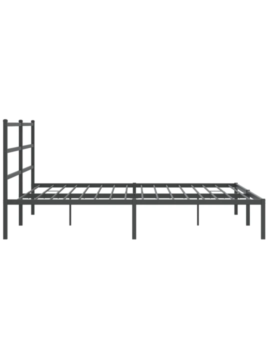 Metalinis lovos rėmas su galvūgaliu, juodos spalvos, 183x213cm