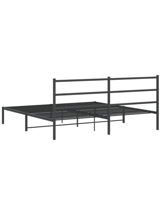 Metalinis lovos rėmas su galvūgaliu, juodos spalvos, 183x213cm