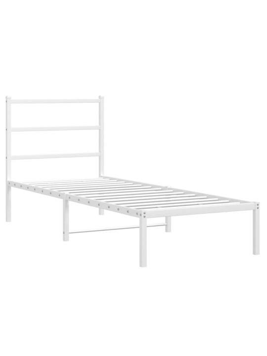 Metalinis lovos rėmas su galvūgaliu, baltos spalvos, 75x190cm