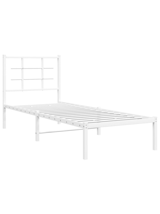 Metalinis lovos rėmas su galvūgaliu, baltos spalvos, 75x190cm