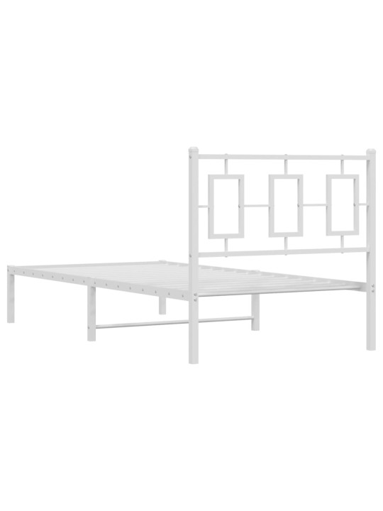 Metalinis lovos rėmas su galvūgaliu, baltas, 90x190cm