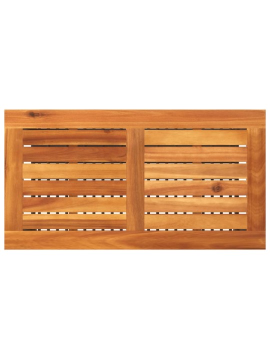 Sodo stalas, juodas, 70x38x42cm, poliratanas/akacijos mediena