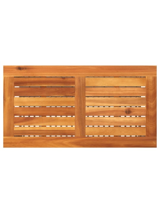 Sodo stalas, pilkas, 70x38x42cm, poliratanas/akacijos mediena