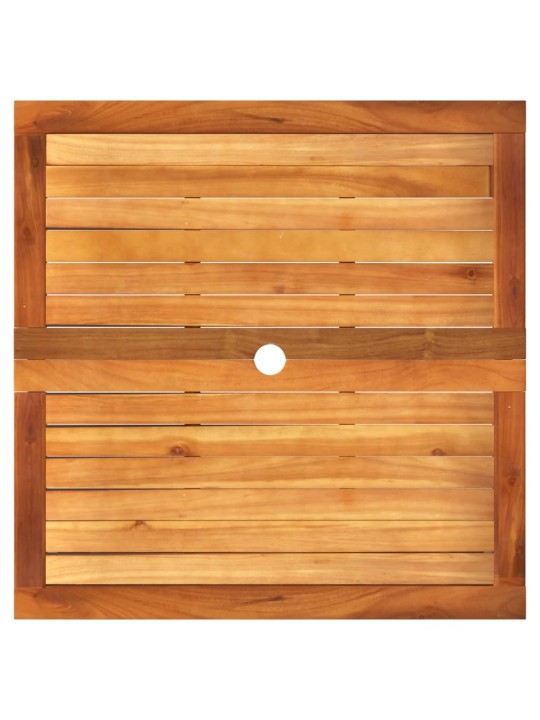 Sodo stalas, juodas, 80x80x75cm, poliratanas/akacijos mediena