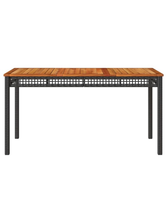 Sodo stalas, juodas, 140x80x75cm, poliratanas/akacijos mediena