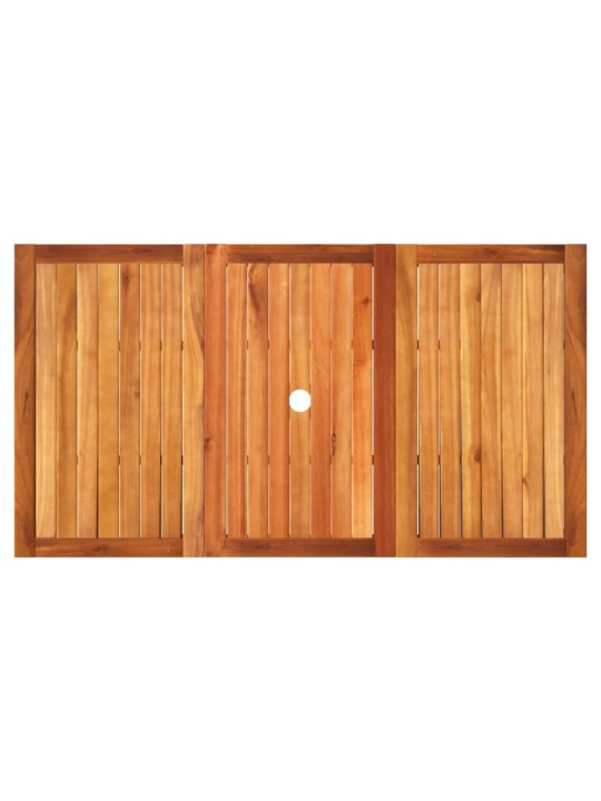 Sodo stalas, juodas, 140x80x75cm, poliratanas/akacijos mediena