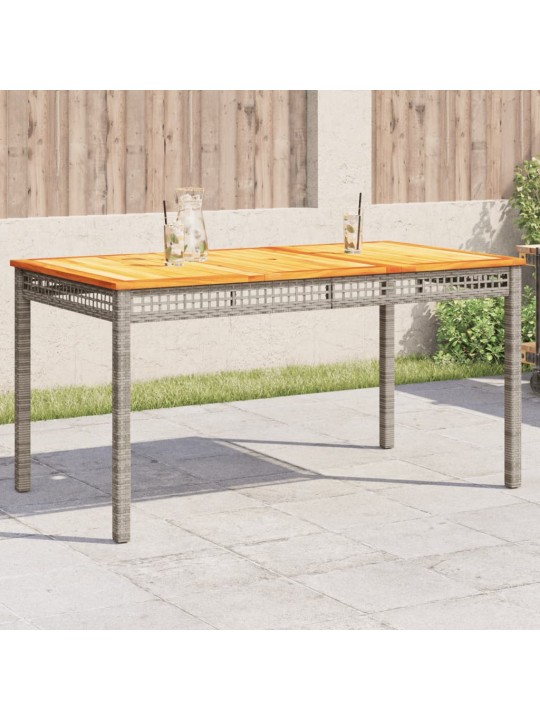 Sodo stalas, pilkas, 140x80x75cm, poliratanas ir akacija
