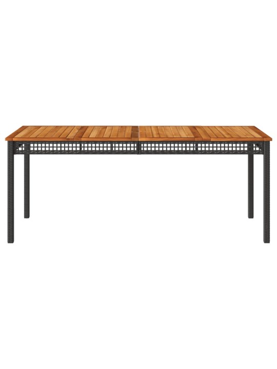 Sodo stalas, juodas, 180x90x75cm, poliratanas/akacijos mediena