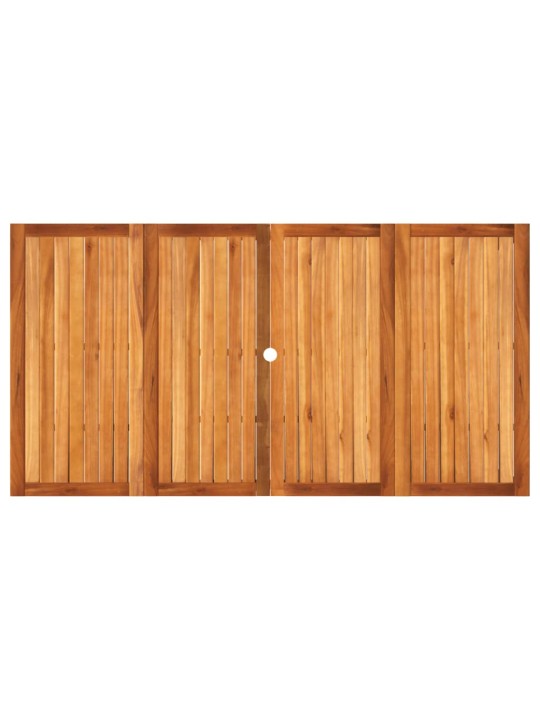 Sodo stalas, juodas, 180x90x75cm, poliratanas/akacijos mediena