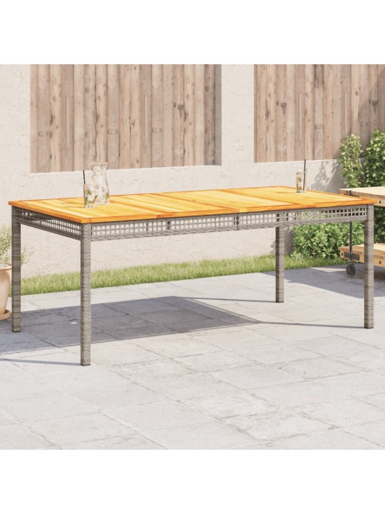 Sodo stalas, pilkas, 180x90x75cm, poliratanas ir akacija