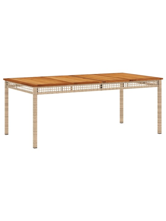 Sodo stalas, smėlio, 180x90x75cm, poliratanas/akacijos mediena